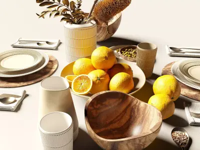 Lemons as part of the table setting 3D model