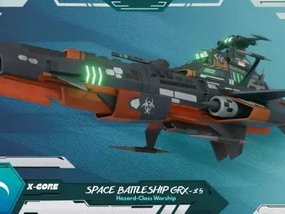 3D Model - Space BattleShips - Sci fi Stylized 3D model