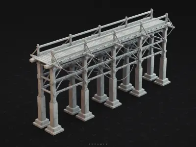 Medieval Bridge 3D Model - PBR Textures Low-poly 3D model