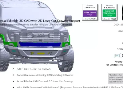 2025 GMC SIERRA 2500HD datamen X-BOW Series Front Bumper 3D CAD Free 3D model