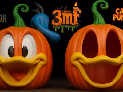 Donald Duck Carved Pumpkin Decor and Hollow 3MF MultiPart Model Free 3D print model