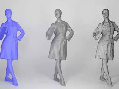 Attractive surgical nurse with a folder 109 Low-poly 3D model