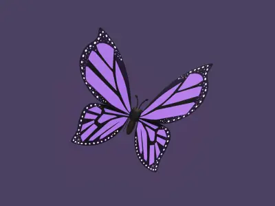 Cartoon Butterfly Wing Flapping 04 Animated Low-poly 3D model