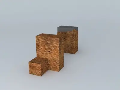 Derelict WWII-Style Brick Gate Low-poly 3D model