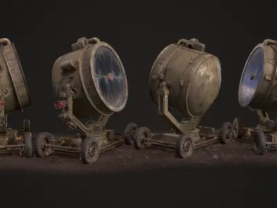 Military Searchlight USSR Low-poly 3D model
