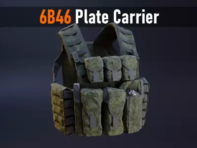 Russian 6B46 Ratnik Plate Carrier Vest Low-poly 3D model