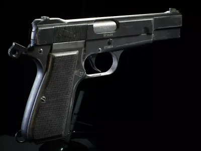 PBR - Browning HiPower Pistol - Game-Ready 3D Asset Low-poly 3D model