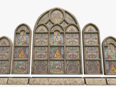 Stained Glass Window Pack Low-poly 3D model