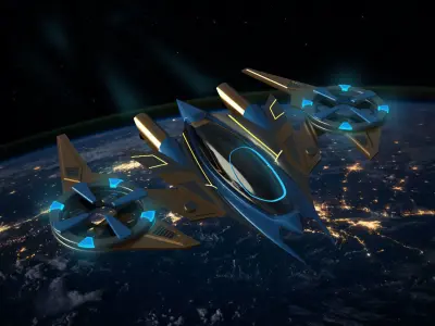 Spaceships Concept Low-poly 3D model