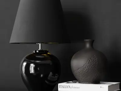  Eno Ceramic Kelantis Grandeur Shade Lamp Model, Black 