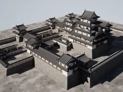 Japanese Modular Castle Low-poly 3D model
