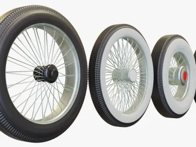 Classic kit of Vintage Tires Low-poly 3D model