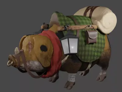 Fantasy Pig Mount Free low-poly 3D model