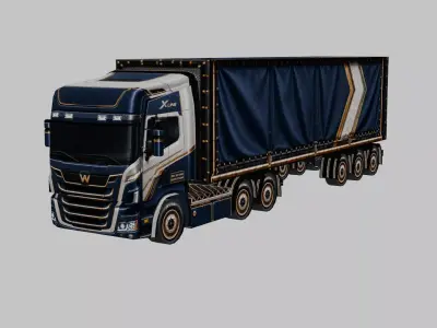 Cargo Semi Truck 3D Model 05 Low-poly 3D model