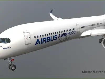 Airbus A350 1000 Home livery Low-poly 3D model