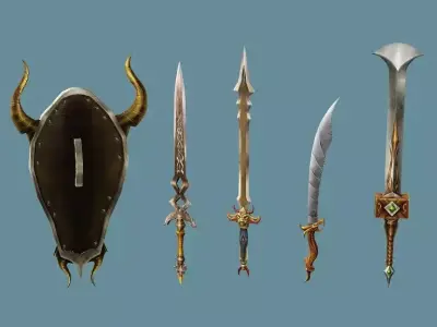 Medieval Polearms Weapon Pack 05 Low-poly 3D Model Low-poly 3D model