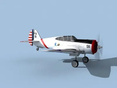 Curtiss P-36C Hawk V05 USAAF 3D model