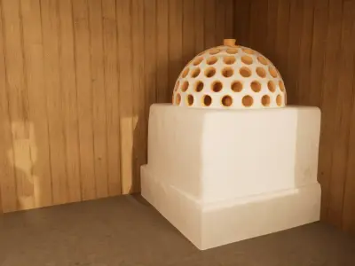 High medieval tiled stove Low-poly 3D model