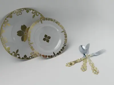 Restaurant dishes Free 3D model