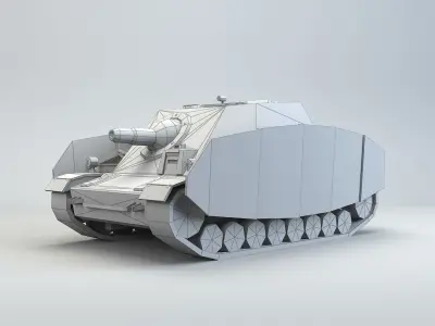 Low poly SdKfz 166 Sturmpanzer Brummbar Early Low-poly 3D model