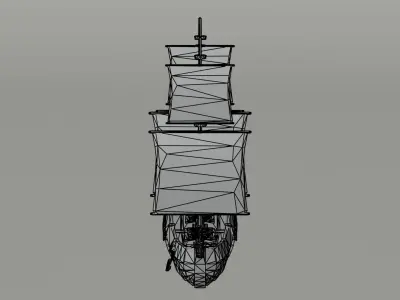 Cartoon medieval ship 2 Polygonal Style Low-poly 3D model