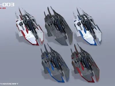 Scifi Hovercraft Low-poly 3D model
