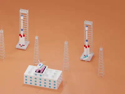 Space Center Launch Complex Low-poly 3D model