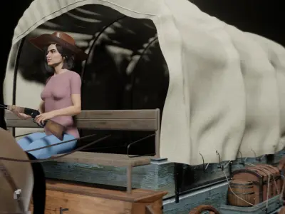 western cowboy cart 3D model