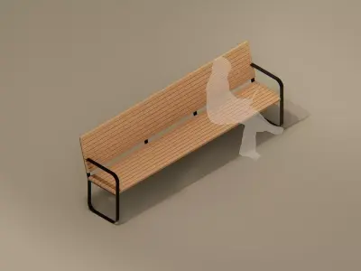 Low Poly Outdoor Bench Low-poly 3D model