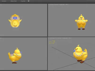 Cartoon fat chicken mount with whistle Low-poly 3D model