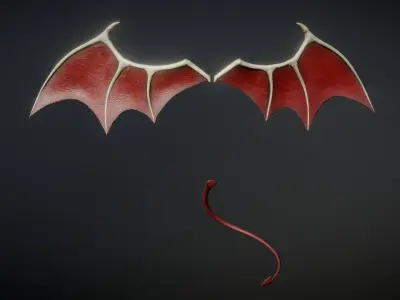 Demon Wings and Tail Low-Poly Low-poly 3D model purchase