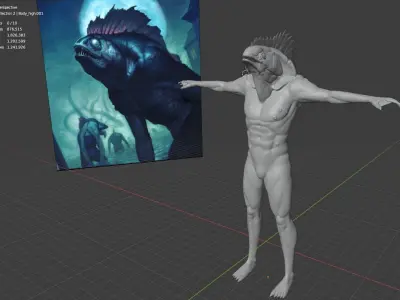 Fish-human hybrid 3D model