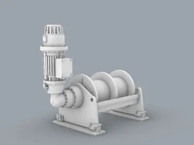 Hydraulic Drive Winch Low-poly 3D model