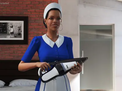 Rigged Housekeeping Maids Collection for Maya 3D model