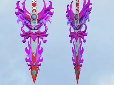 Weapon long sword game sword CG game model props ancient sword 3D model