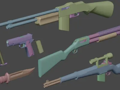 LowPoly FPS Gun Weapon Pack Low-Poly 3D Model Low-poly 3D model