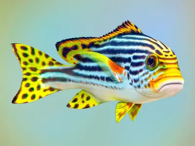 Fish Sweetlips and grunt Low-poly 3D model