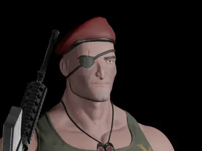 Mercenary soldier Low-poly 3D model