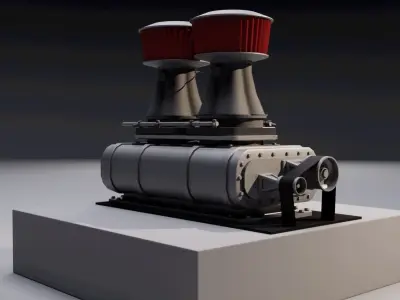 Supercharger type D Low-poly 3D model