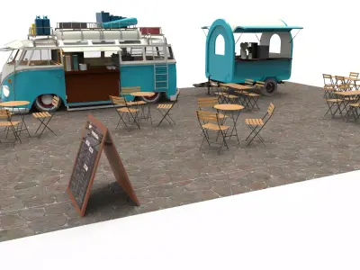 Set Food coffee street cafe 3D model