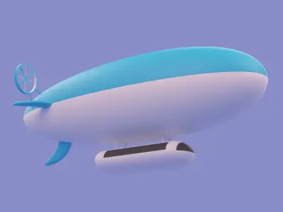 Cartoon Airship Low-poly 3D model