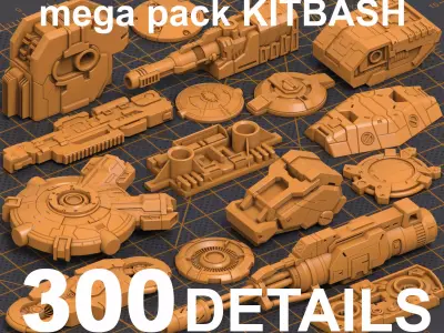 Mega Pack Hard Surface Kitbash 300 DETAILS 3D model