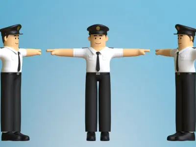 Minimal Pilot Cartoon Character 3D model