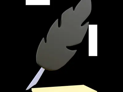 3d  of bird quill icon on white background 3D model