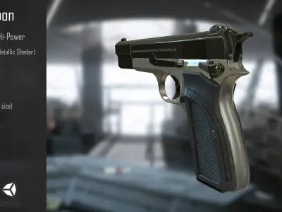 Browning PBR pistol Low-poly 3D model