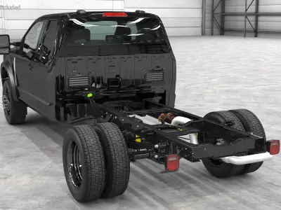 Pickup Chassis Cab Black Long Cab 3D model