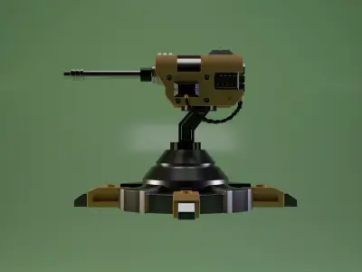 Combat laser turret Free low-poly 3D model