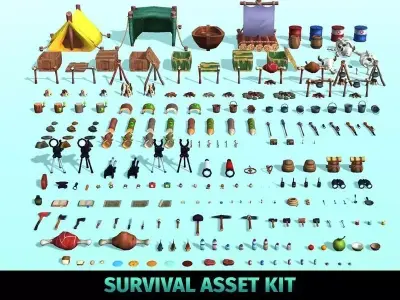 Survival Asset Kit Low-poly 3D model