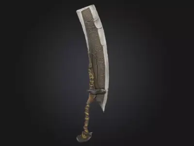 Eldritch Cleaver Stylized Fantasy Horror Weapon Low-poly 3D model