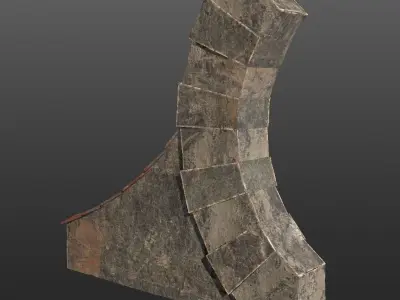 Teleporter game-ready low poly brick wall Low-poly 3D model